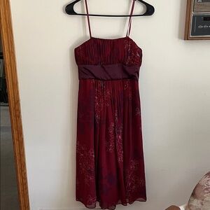 BCBG Strapless Burgundy Floral Dress